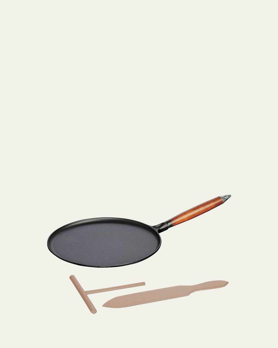 11" Cast Iron Crepe Pan with Spreader and Spatula